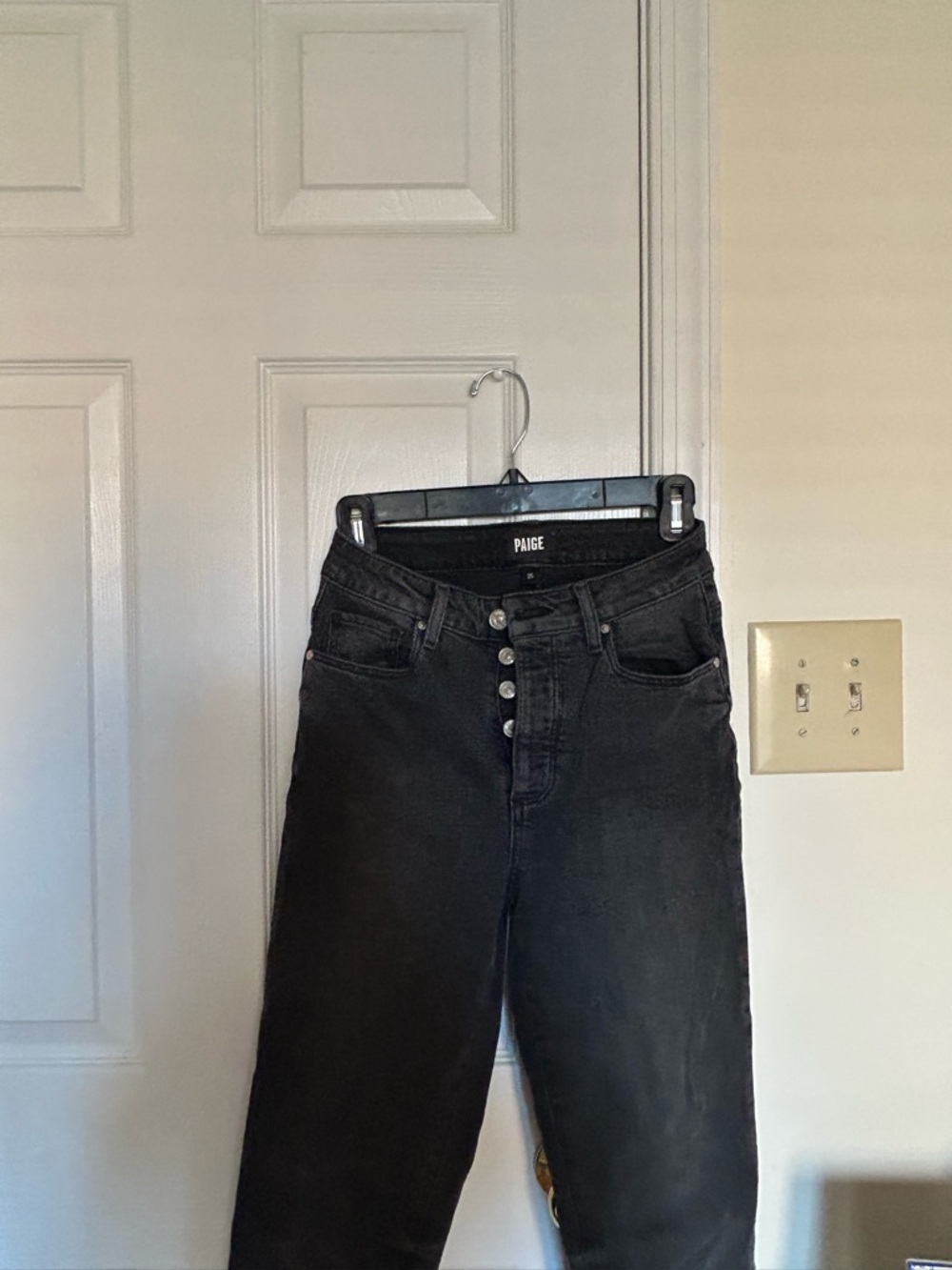 PAIGE High-Rise Black Button-Fly Women's Jeans